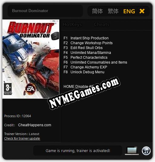 Burnout Dominator: Trainer +8 [v1.6]