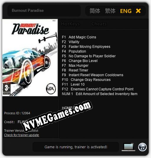 Treinador liberado para Burnout Paradise [v1.0.3]