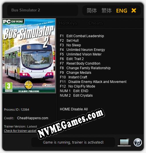 Bus Simulator 2: Treinador (V1.0.38)