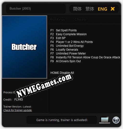 Butcher (2003): Cheats, Trainer +9 [FLiNG]