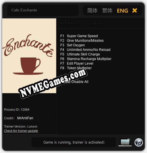 Cafe Enchante: Trainer +8 [v1.6]