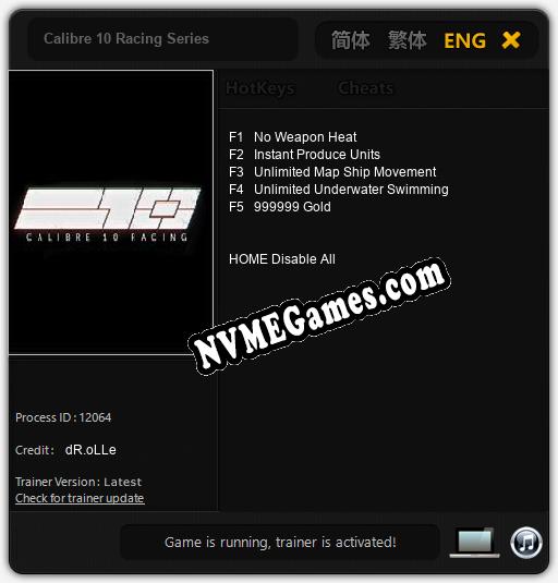 Calibre 10 Racing Series: Trainer +5 [v1.6]