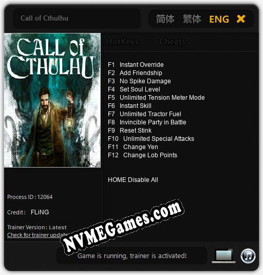 Call of Cthulhu: Treinador (V1.0.98)