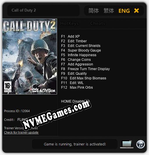 Treinador liberado para Call of Duty 2 [v1.0.4]