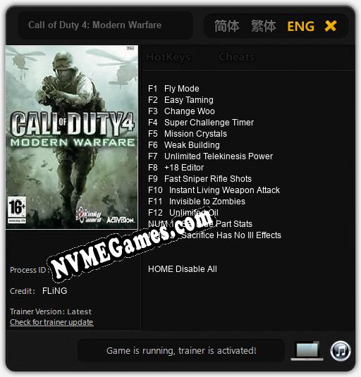 Call of Duty 4: Modern Warfare: Trainer +14 [v1.4]