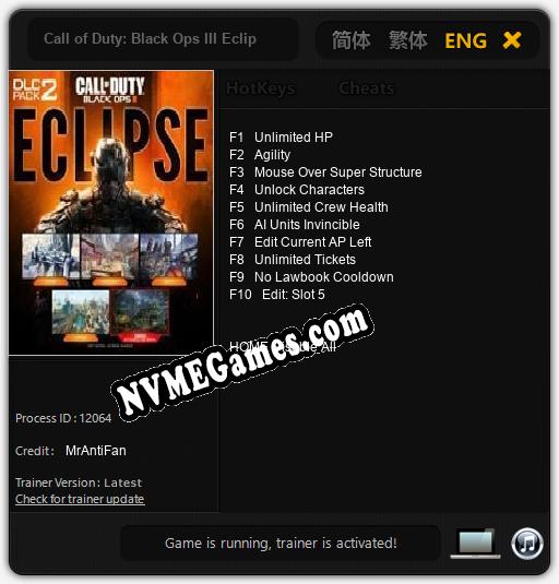 Call of Duty: Black Ops III Eclipse: Cheats, Trainer +10 [MrAntiFan]