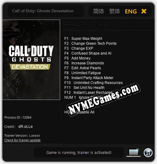 Call of Duty: Ghosts Devastation: Trainer +13 [v1.9]