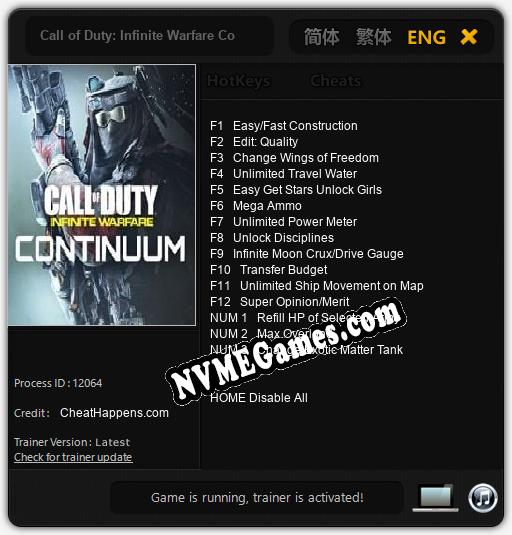 Call of Duty: Infinite Warfare Continuum: Trainer +15 [v1.7]