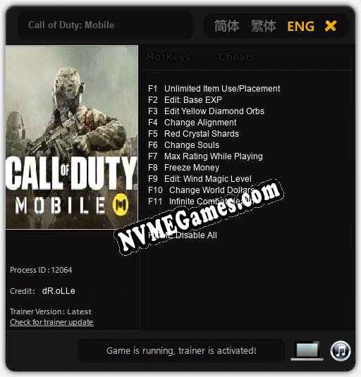 Call of Duty: Mobile: Trainer +11 [v1.6]