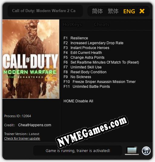 Call of Duty: Modern Warfare 2 Campaign Remastered: Treinador (V1.0.6)