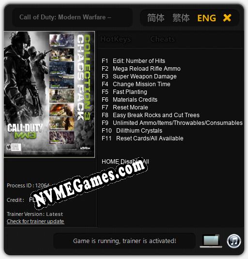 Call of Duty: Modern Warfare – Collection 3: Chaos Pack: Treinador (V1.0.89)