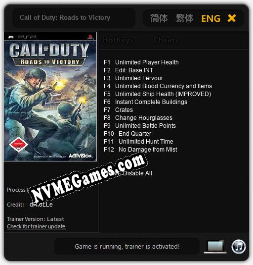 Call of Duty: Roads to Victory: Cheats, Trainer +12 [dR.oLLe]