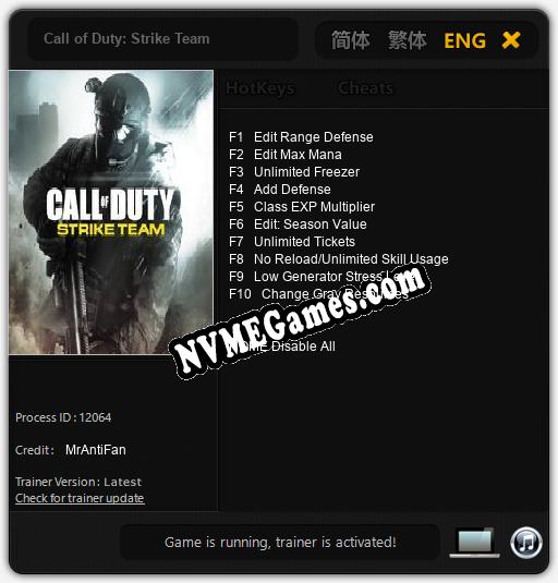 Call of Duty: Strike Team: Trainer +10 [v1.9]