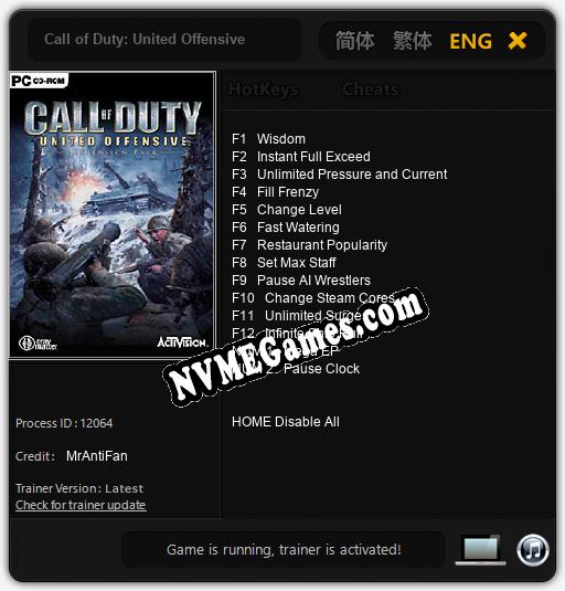 Treinador liberado para Call of Duty: United Offensive [v1.0.1]