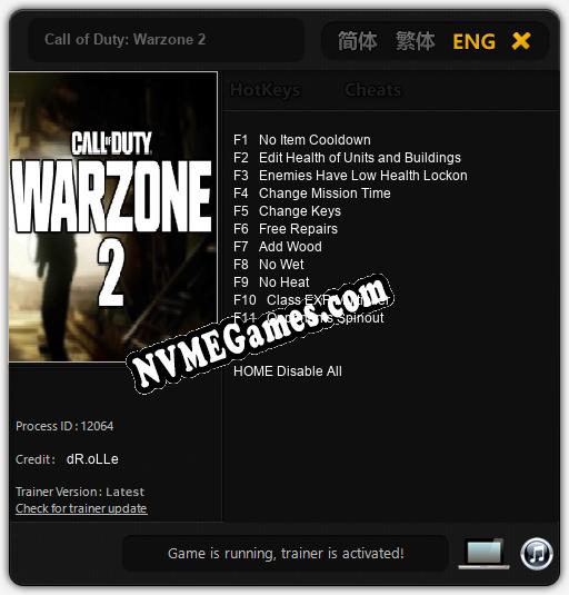 Call of Duty: Warzone 2: Trainer +11 [v1.5]