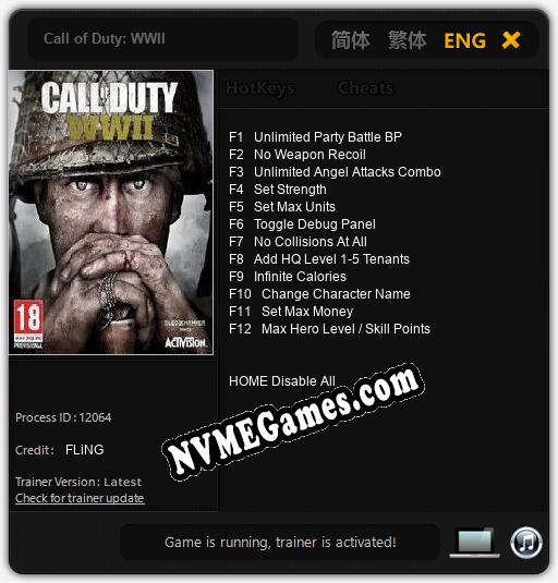 Call of Duty: WWII: Trainer +12 [v1.9]