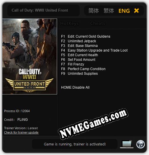 Call of Duty: WWII United Front: Treinador (V1.0.82)