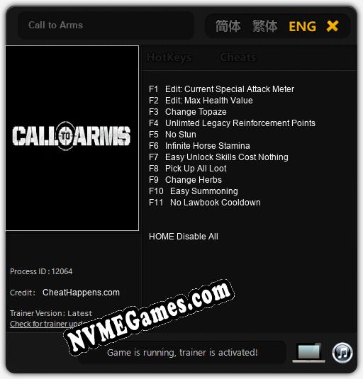 Call to Arms: Trainer +11 [v1.3]