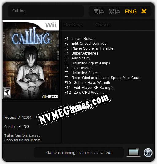 Calling: Cheats, Trainer +12 [FLiNG]