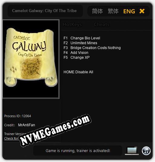 Treinador liberado para Camelot Galway: City Of The Tribes [v1.0.3]