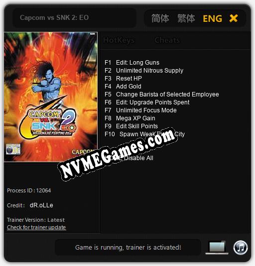 Capcom vs SNK 2: EO: Trainer +10 [v1.3]