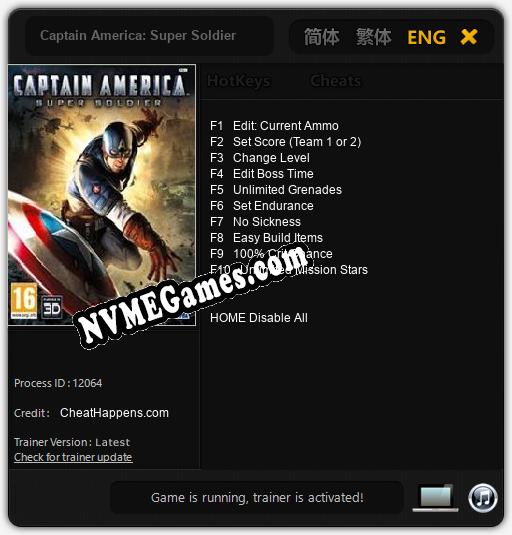 Captain America: Super Soldier: Cheats, Trainer +10 [CheatHappens.com]