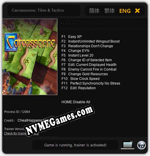 Carcassonne: Tiles & Tactics: Trainer +12 [v1.7]