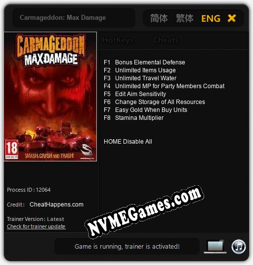 Carmageddon: Max Damage: Treinador (V1.0.29)