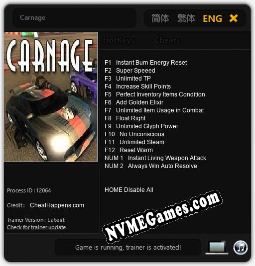 Carnage: Trainer +14 [v1.4]