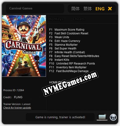 Treinador liberado para Carnival Games [v1.0.9]