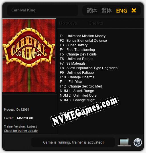 Carnival King: Cheats, Trainer +15 [MrAntiFan]