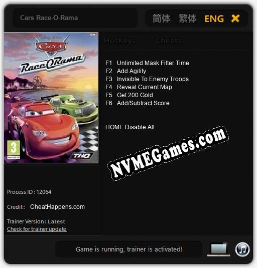 Treinador liberado para Cars Race-O-Rama [v1.0.3]