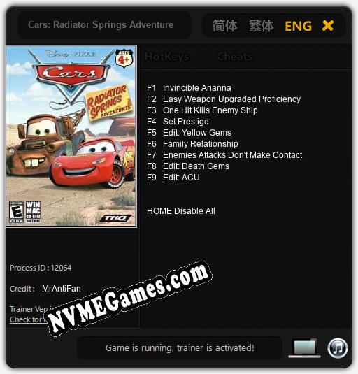 Treinador liberado para Cars: Radiator Springs Adventure [v1.0.4]