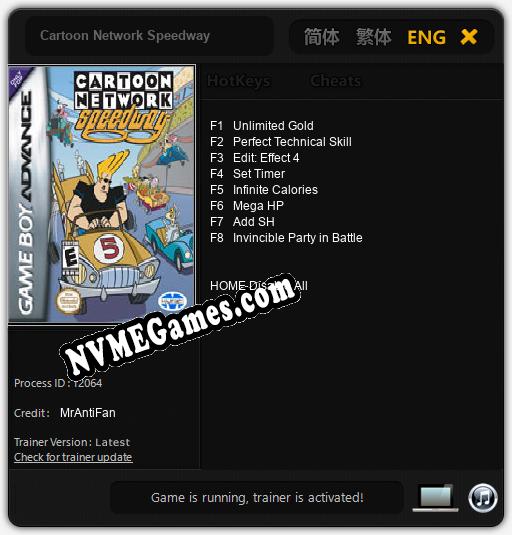 Treinador liberado para Cartoon Network Speedway [v1.0.8]