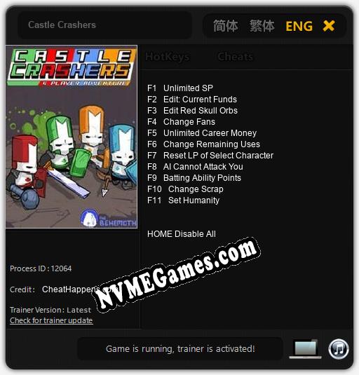 Castle Crashers: Treinador (V1.0.68)