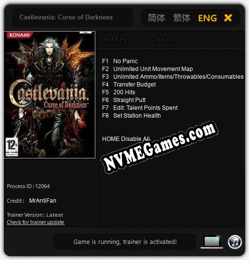 Castlevania: Curse of Darkness: Trainer +8 [v1.3]