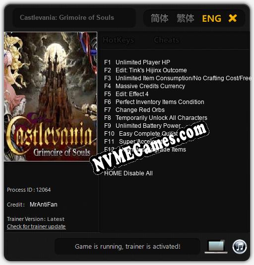 Castlevania: Grimoire of Souls: Cheats, Trainer +12 [MrAntiFan]