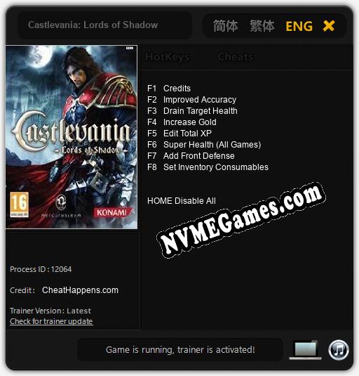 Castlevania: Lords of Shadow: Cheats, Trainer +8 [CheatHappens.com]