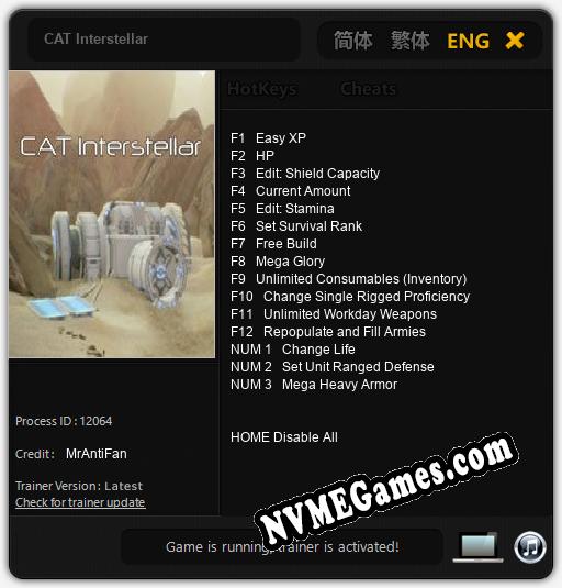 CAT Interstellar: Trainer +15 [v1.9]