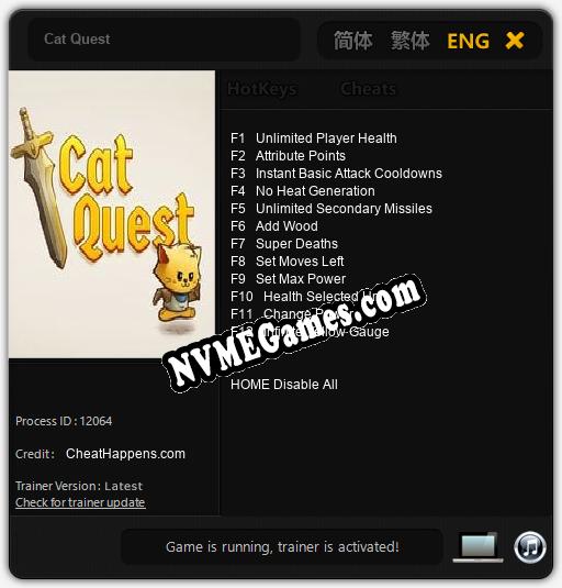 Treinador liberado para Cat Quest [v1.0.8]