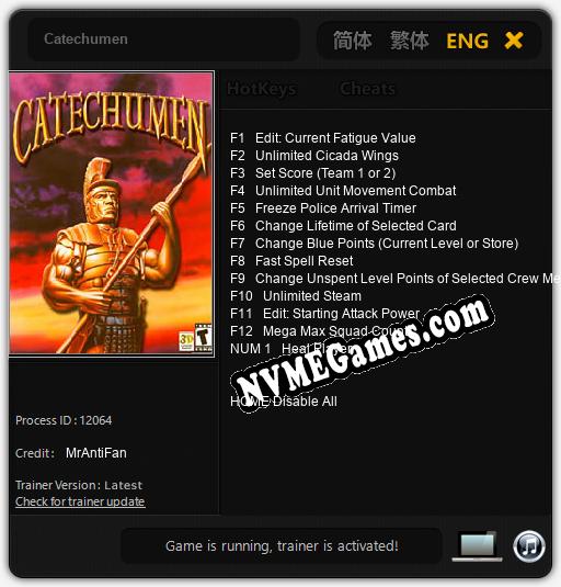 Catechumen: Cheats, Trainer +13 [MrAntiFan]