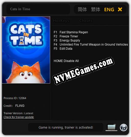 Treinador liberado para Cats in Time [v1.0.1]