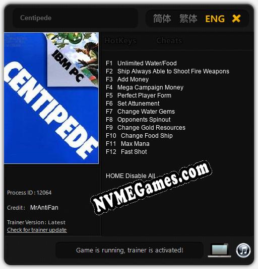 Centipede: Treinador (V1.0.63)