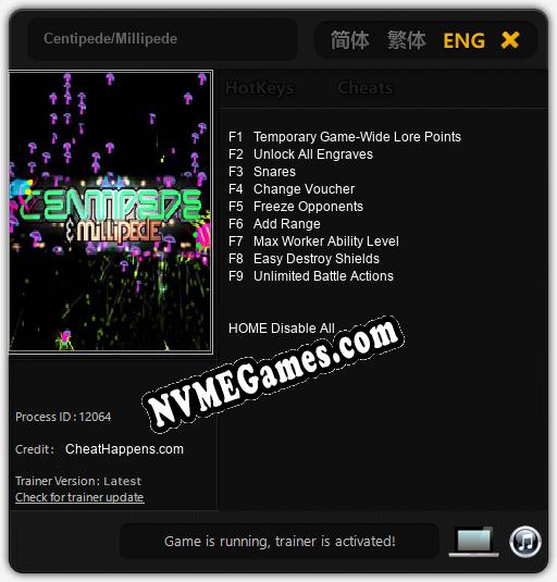 Centipede/Millipede: Cheats, Trainer +9 [CheatHappens.com]