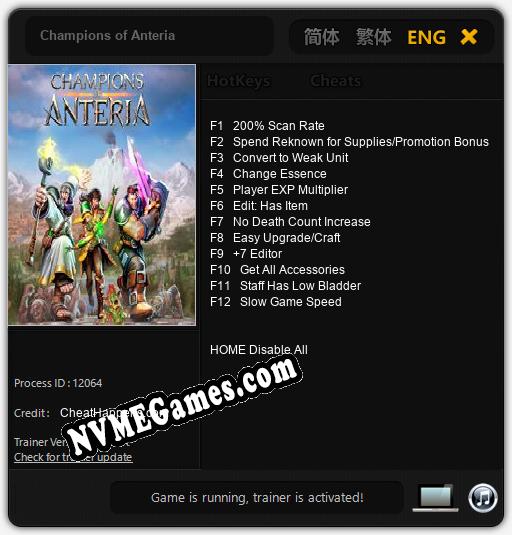 Champions of Anteria: Treinador (V1.0.97)