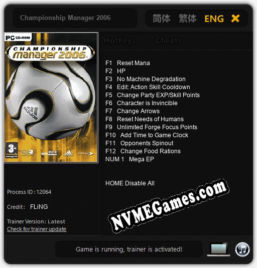 Championship Manager 2006: Trainer +13 [v1.2]