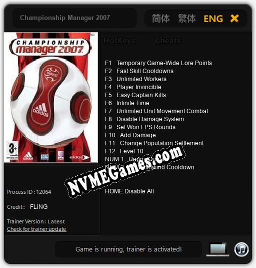 Treinador liberado para Championship Manager 2007 [v1.0.3]