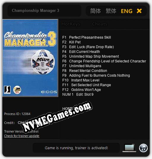 Championship Manager 3: Trainer +13 [v1.7]