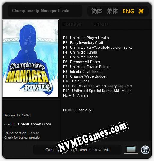 Championship Manager Rivals: Cheats, Trainer +13 [CheatHappens.com]