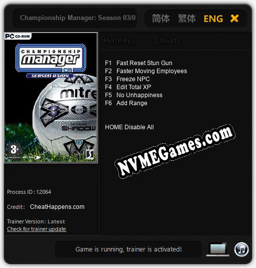 Championship Manager: Season 03/04: Treinador (V1.0.26)